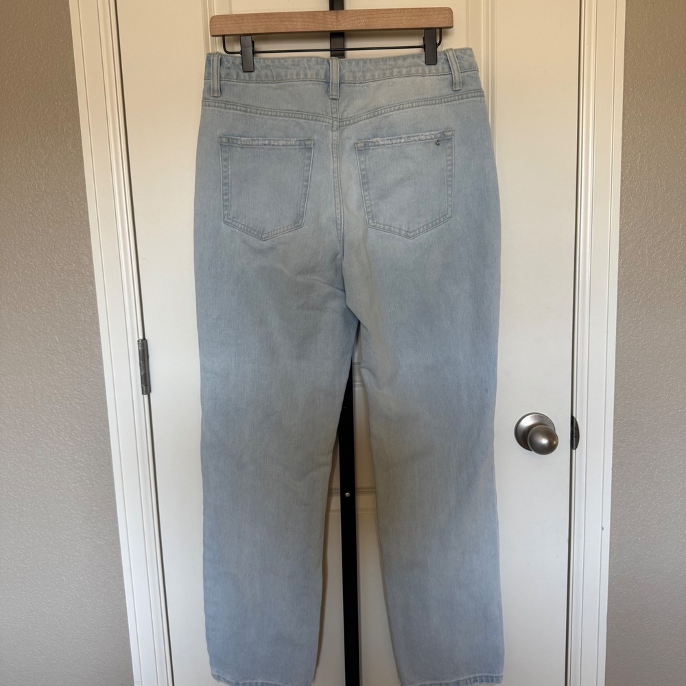Mica Los Angeles Light Wash Distressed Straight Leg High‎ Rise Jeans Womens 29 - Picture 3 of 10